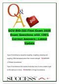 GCU BIO-322 Final Exam 2026 Complete 200&plus; Questions and 100&percnt; Correct Answers &vert; Renal Disorders&comma; Endocrine Disorders&comma; Reproductive Pathophysiology & Urinary System Study Guide &vert; Grand Canyon University