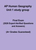 AP Human Geography Unit 1 Study Group Questions & Answers &vert; Study Guide PDF