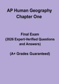 AP Human Geography Chapter One Exam 1 2026 Questions & Answers &vert; Study Guide PDF