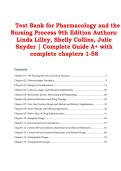 Test Bank for Pharmacology and the &NewLine;Nursing Process 9th Edition Authors&colon; &NewLine;Linda Lilley&comma; Shelly Collins&comma; Julie &NewLine;Snyder &vert; Complete Guide A&plus; with &NewLine;complete chapters 1-58