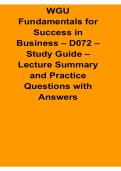 WGU Fundamentals for Success in Business D072 Study Guide Lecture Summary and Practice Questions 2025&sol; 2026