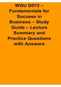 WGU D072 Fundamentals for Success in Business Study Guide Lecture Summary and Practice Questions 2025&sol; 2026