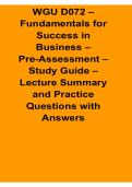 WGU D072 Fundamentals for Success in Business Pre Assessment Study Guide Lecture Summary and Practice Questions 2025&sol; 2026