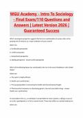 WGU Academy - Intro To Sociology&NewLine;- Final Exam&sol;110 Questions and&NewLine;Answers &vert; Latest Version 2026 &vert;&NewLine;Guaranteed Success