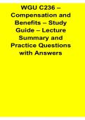 WGU C236 Compensation and Benefits Study Guide Lecture Summary and Practice Questions 2025&sol; 2026