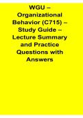 WGU Organizational Behavior C715 Study Guide Lecture Summary and Practice Questions 2025&sol; 2026