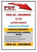HESI A2 - GRAMMAR &NewLine;V1-V2 &NewLine;&NewLine;&lpar;LATEST 2026&sol;2027 UPDATE&rpar; NEW EXAM-STYLE QUESTIONS & CORRECT ANSWERS