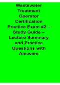 Wastewater Treatment Operator Certification Practice Exam 2 Study Guide Lecture Summary 2025&sol; 2026
