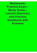 Wastewater Practice Exam Study Guide Lecture Summary and Practice Questions with Answers 2025&sol; 2026