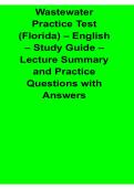 Wastewater Practice Test Florida English Study Guide Lecture Summary and Practice Questions 2025&sol; 2026