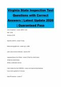 Virginia State Inspection Test&NewLine;Questions with Correct&NewLine;Answers &vert; Latest Update 2026&NewLine;&vert; Guaranteed Pass