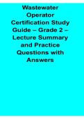 Wastewater Operator Certification Study Guide Grade 2 Lecture Summary and Practice Questions 2025&sol; 2026