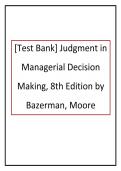 Testbank For Judgment in Managerial Decision Making 8th Edition by Max H&period; Bazerman&comma; Don A&period; Moore&NewLine;