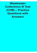 Wastewater Collections III Test COB Practice Questions with Answers Study Guide 2025&sol; 2026