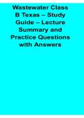Wastewater Class B Texas Study Guide Lecture Summary and Practice Questions with Answers 2025&sol; 2026