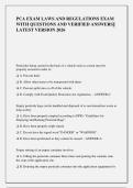 PCA EXAM LAWS AND REGULATIONS EXAM &NewLine;WITH QUESTIONS AND VERIFIED ANSWERS&vert;&vert; &NewLine;LATEST VERSION 2026