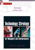 Solutions Manual for Technology Strategy for Managers and Entrepreneurs by Scott Shane &vert; Complete Chapters&NewLine;&NewLine;