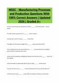 MSSC - Manufacturing Processes&NewLine;and Production Questions With&NewLine;100&percnt; Correct Answers &vert; Updated&NewLine;2026 &vert; Graded A&plus;