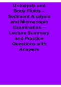 Urinalysis and Body Fluids Sediment Analysis and Microscopic Examination Lecture Summary 2025&sol; 2026