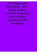 RV Registered Technician Test Study Guide Lecture Summary and Practice Questions with Answers 2025&sol; 2026