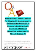 Adult Health 1 NURS 350 Exam 3 &ndash; 40 Oncologic and Degenerative Neurologic Disorders NCLEX Questions and Answers &vert; Parkinson Disease&comma; Brain Tumors&comma; ALS & Huntington Disease Review &vert; Chamberlain University