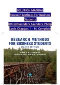 Research Methods for Business Students &lpar;8th Edition&rpar; &ndash; Mark Saunders & Philip Lewis &ndash; Chapters 1&ndash;14 Complete Solution Manual &ndash; Business Research Methods Solutions Guide
