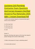 Louisiana &lpar;LA&rpar; Plumbing &NewLine;Contractor Exam Questions &NewLine;And Correct Answers &lpar;Verified &NewLine;Answers&rpar; Plus Rationales 2025 &NewLine;Q&A &vert; Instant Download Pdf 
