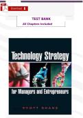 Solutions Manual for Technology Strategy for Managers and Entrepreneurs by Scott Shane &vert; Complete Chapters&NewLine;&NewLine;