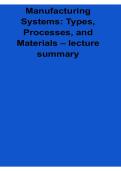 Manufacturing Systems Types Processes and Materials Lecture Summary 2025&sol; 2026