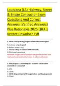 Louisiana &lpar;LA&rpar; Highway&comma; Street &NewLine;& Bridge Contractor Exam &NewLine;Questions And Correct &NewLine;Answers &lpar;Verified Answers&rpar; &NewLine;Plus Rationales 2025 Q&A &vert; &NewLine;Instant Download Pdf 