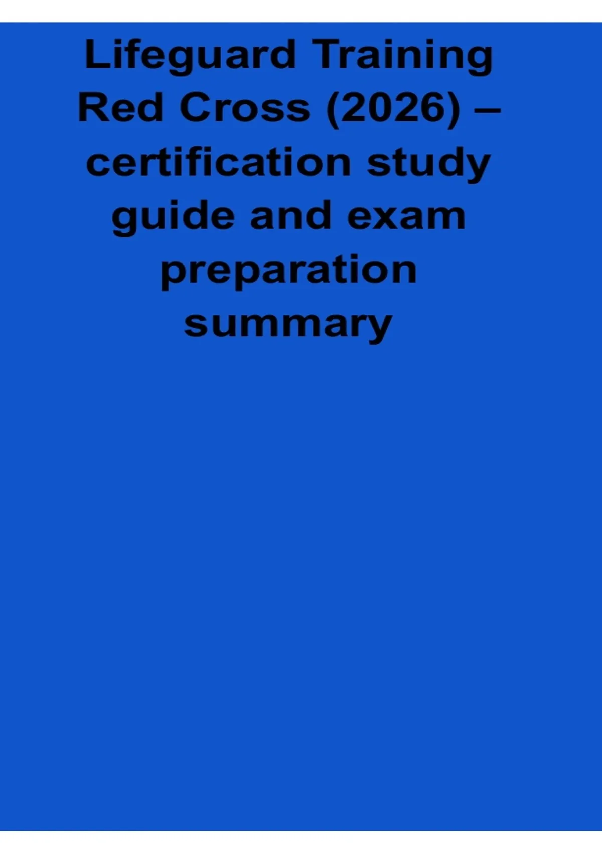 Lifeguard Training Red Cross 2026 Certification Study Guide and Exam ...