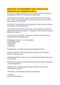 PRINCIPLES OF MANAGEMENT FINAL EXAM ACTUAL QUESTIONS AND ANSWERS RATED