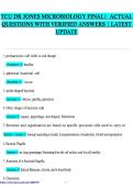 TCU DR JONES MICROBIOLOGY FINAL&vert;  ACTUAL QUESTIONS WITH VERIFIED ANSWERS &vert; LATEST UPDATE