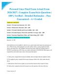 Personal Lines Final Exam Actual Exam 2026&sol;2027 &vert; Complete Exam-Style Questions &vert; 100&percnt; Verified &ndash; Detailed Rationales &ndash; Pass Guaranteed &ndash; A&plus; Graded&NewLine;&NewLine;