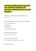 CANADIAN DIABETES EDUCATOR EXAM&NewLine;2026 COMPLETE QUESTIONS AND&NewLine;SOLUTIONS CERTIFICATION EVALUATION&NewLine;GRADED A&plus;