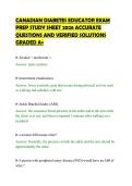 CANADIAN DIABETES EDUCATOR EXAM&NewLine;PREP STUDY SHEET 2026 ACCURATE&NewLine;QUESTIONS AND VERIFIED SOLUTIONS&NewLine;GRADED A&plus;