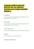 CANADIAN DIABETES EDUCATOR&NewLine;PRACTICE TEST 2026 COMPLETE&NewLine;QUESTIONS AND ANSWERS EXAMPREP&NewLine;GRADED A&plus;