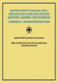 MASTERS EXAM PSYCHOLOGY 2026 &vert; UPDATED STUDY GUIDE WITH PRACTICE QUESTIONS&comma; ANSWERS&comma; AND RATIONALES