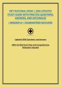 MFT NATIONAL EXAM &vert; 2026 UPDATED STUDY GUIDE WITH PRACTICE QUESTIONS&comma; ANSWERS&comma; AND RATIONALES