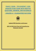 PHASE 1 EXAM &ndash; 720 ACADEMY &vert; 2026 UPDATED STUDY GUIDE WITH PRACTICE QUESTIONS&comma; ANSWERS&comma; AND RATIONALES
