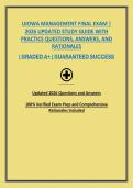 UIOWA MANAGEMENT FINAL EXAM &vert; 2026 UPDATED STUDY GUIDE WITH PRACTICE QUESTIONS&comma; ANSWERS&comma; AND RATIONALES