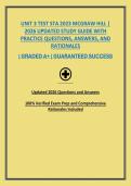 UNIT 3 TEST STA 2023 MCGRAW HILL &vert; 2026 UPDATED STUDY GUIDE WITH PRACTICE QUESTIONS&comma; ANSWERS&comma; AND RATIONALES