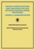 EMERGENCY NUMBERS PROFESSIONAL EXAM &vert; 2026 UPDATED STUDY GUIDE WITH PRACTICE QUESTIONS&comma; ANSWERS&comma; AND RATIONALES