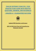 ENGLISH ENTRANCE EXAM SHS &vert; 2026 UPDATED STUDY GUIDE WITH PRACTICE QUESTIONS&comma; ANSWERS&comma; AND RATIONALES
