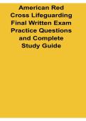 American Red Cross Lifeguarding Final Written Exam Practice Questions and Complete Study Guide 2025&sol; 2026 Comprehensive Review with Solution for Lifeguarding Certification and Water Safety Knowledge