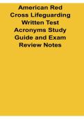 American Red Cross Lifeguarding Written Test Acronyms Study Guide and Exam Review Notes 2025&sol; 2026 Complete Certification Preparation and Practice Questions with Solution for Lifeguarding Terminology and Water Safety
