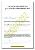 AMERICAN POLITICS EXAM 2&NewLine;QUESTIONS AND ANSWERS 100&percnt; PASS