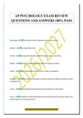 AP PSYCHOLOGY EXAM REVIEW&NewLine;QUESTIONS AND ANSWERS 100&percnt; PASS