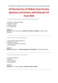 ATI Nursing Care of Children Exam Practice Questions and Answers with Rationale ATI Exam 2026&period;pdf
