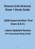 Science &lpar;Life Science&rpar; Exam 1 Study Guide 2026 &ndash; Complete Revision Notes
